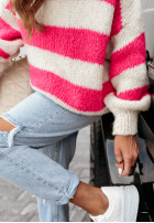 Sweter oversize w paski Luciano różowy