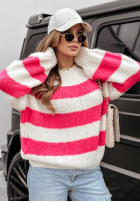 Sweter oversize w paski Luciano różowy