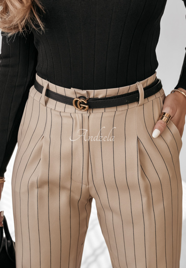 Eleganckie spodnie w paski Dalston beżowe