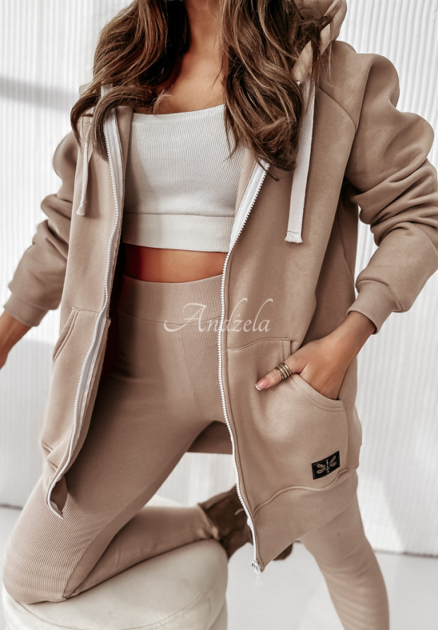 Siempre unzipped hoodie light beige