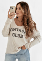 Bluzka z napisem Vintage Club beżowa