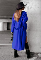 Długi płaszcz z paskiem Another Fall niebieski
