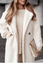 Długi płaszcz z imitacji kożucha Essence Of Autumn biały