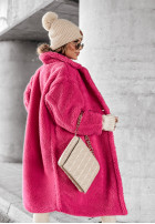 Długi płaszcz z imitacji kożucha Essence Of Autumn neonowy różowy