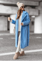 Długi płaszcz z imitacji kożucha Arctic błękitny