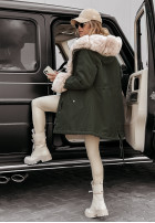Jacket parka z futerkiem Stay Warm in khaki green