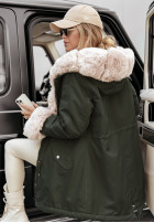 Jacket parka z futerkiem Stay Warm in khaki green
