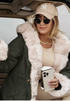 Jacket parka z futerkiem Stay Warm in khaki green