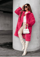 Długi płaszcz z imitacji futra All About Snow różowy