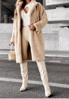 Długi płaszcz z imitacji futra All About Snow beżowy