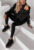 Set 3in1 Leggings, Top i Sweatshirt Super Fit  in black