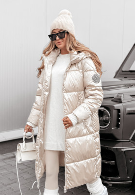 Long quilted jacket Infinity light beige