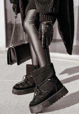 Buty śniegowce z kożuszkiem Coldest Winter czarne