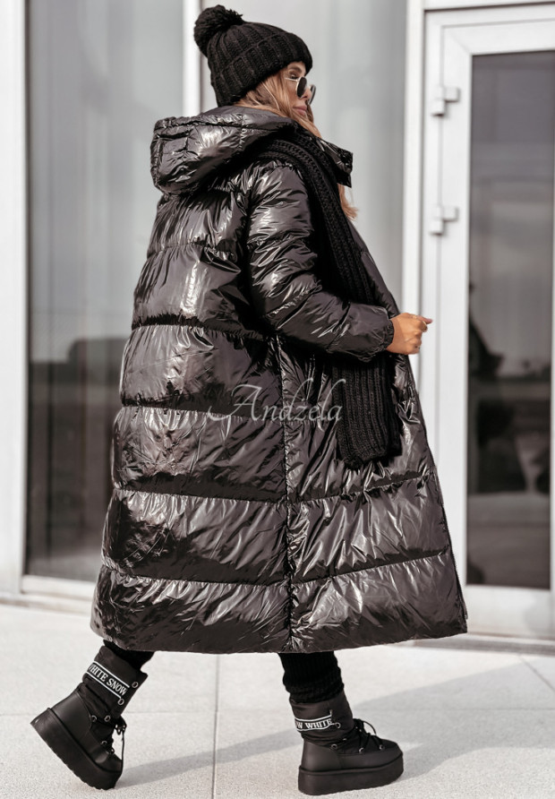 Długa pikowana kurtka Too Much Winter czarna