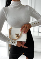 Prążkowana Blouse z półgolfem Pilar in ecru