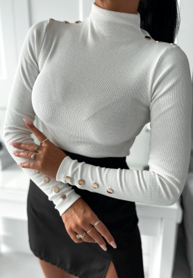 Ribbed blouse with half turtleneck Pilar ecru