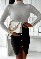 Prążkowana Blouse z półgolfem Pilar in ecru