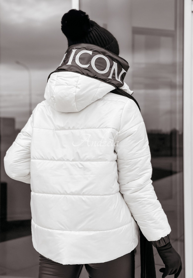 Pikowana kurtka z kapturem This Season Icon biała