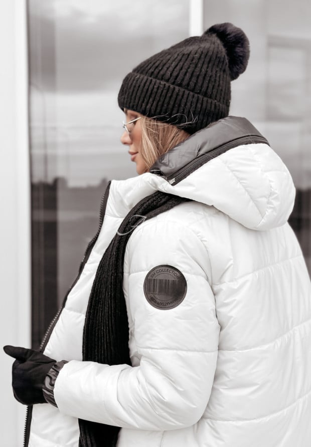 Pikowana kurtka z kapturem This Season Icon biała