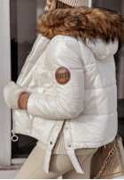 Pikowana kurtka z futerkiem Like Snow biała