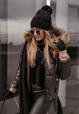 Pikowana kurtka z futerkiem Everyday Choice czarna