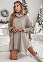 Sweter z golfem i rozcięciami Snowy Whisper beżowy