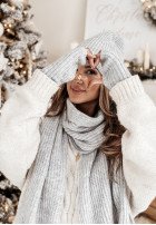 Set Hat, szalik, Gloves i ocieplacze 4in1 White Winterland in grey