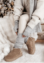 Set Hat, szalik, Gloves i ocieplacze 4in1 White Winterland in grey