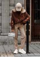 Sweter z ozdobnym splotem Cocomore Casual czekoladowy