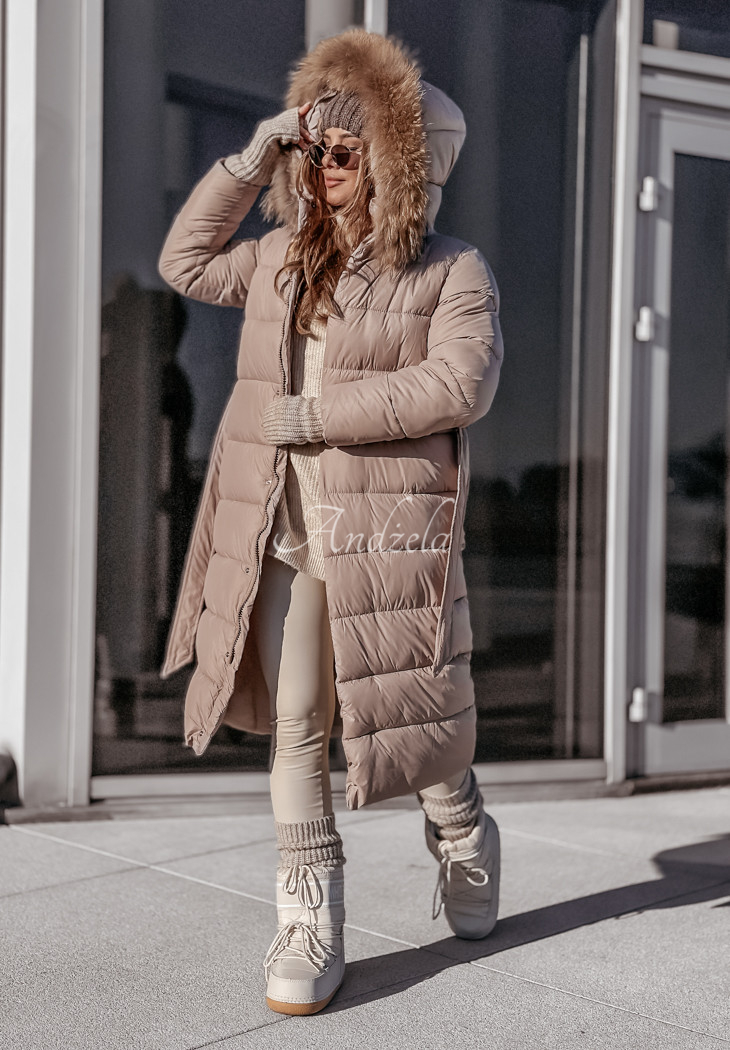 Damen Steppjacke Lang Mit Kapuze – Wintermantel Aus Polyester, Warm & Elegant