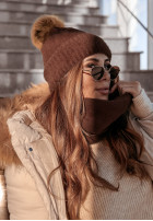 Hat alpaka z pomponem Last Christmas in brown