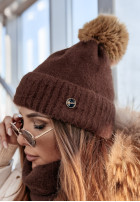 Hat alpaka z pomponem Last Christmas in brown