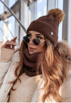 Hat alpaka z pomponem Last Christmas in brown