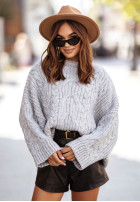 Ozdobnie pleciony Jumper oversize Cocomore Nicco in grey