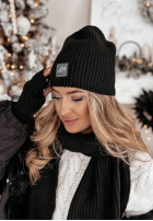 Set Hat, szalik, Gloves i ocieplacze 4in1 White Winterland  in black