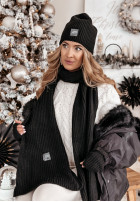 Set Hat, szalik, Gloves i ocieplacze 4in1 White Winterland  in black