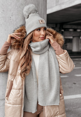 Ribbed scarf Winter Vibes light grey