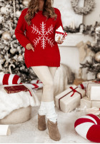 Sweter oversize ze śnieżynką Only Snowflake czerwony