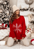 Sweter oversize ze śnieżynką Only Snowflake czerwony
