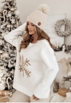 Sweter oversize ze śnieżynką Only Snowflake ecru