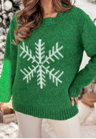 Sweter oversize ze śnieżynką Only Snowflake zielony