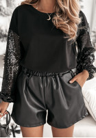 Sweatshirt z cekinowymi rękawami Glowing Attitude in black