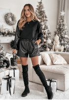 Sweatshirt z cekinowymi rękawami Glowing Attitude in black