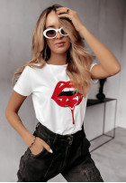 T-shirt z nadrukiem Juicy Lips biały