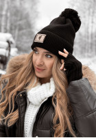 Prążkowana Hat z pomponem It's Windy in black