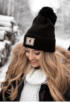 Prążkowana Hat z pomponem It's Windy in black