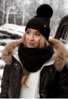 Prążkowana Hat z pomponem Berkeley in black