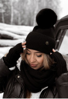 Prążkowana Hat z pomponem Berkeley in black