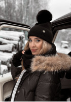 Prążkowana Hat z pomponem Berkeley in black