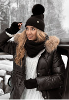 Prążkowana Hat z pomponem Berkeley in black